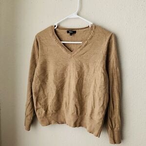 Quince 100% Merino Wool Camel Tan V-neck Pullover Sweater Minimalist Fall Sz L
